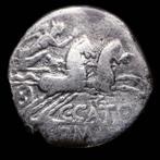 Romeinse Republiek. C. Porcius Cato, 123 v.Chr.. Denarius