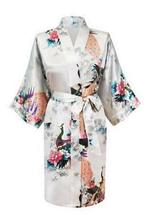 KIMU® Kimono Wit Kort S-M Yukata Satijn Boven de Knie Korte, Ophalen of Verzenden, Nieuw, Maat 36 (S), Carnaval
