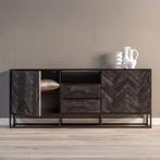 Dressoir Mangohout Kjeld 180 Zwart, Huis en Inrichting, Kasten | Dressoirs, Verzenden, 150 tot 200 cm, Nieuw, Industriële meubels