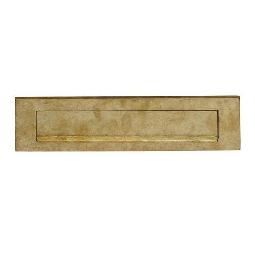 Intersteel Briefplaat met klep/regenrand - messing, Tuin en Terras, Brievenbussen, Nieuw, Verzenden