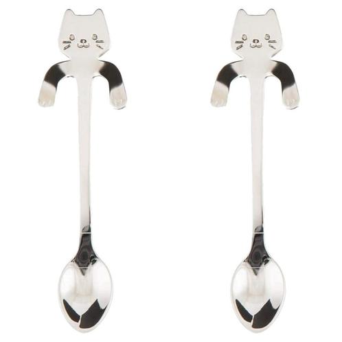 Fako Bijoux® - Theelepel / Koffielepel Hangende Kat - Zilver, Huis en Inrichting, Keuken | Bestek, Verzenden
