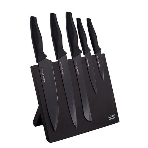 Altom Design zwart magnetische messenblok met 5 zwarte, Huis en Inrichting, Keuken | Bestek, Ophalen of Verzenden