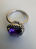 Ring - 14 karaat Witgoud Amethist - Diamant - Amethist- en, Nieuw