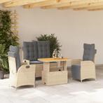 vidaXL 4-delige Tuinset met kussens poly rattan beige, 4 zitplaatsen, Nieuw, Tuinset, Verzenden