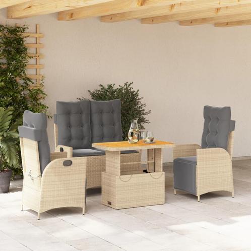 vidaXL 4-delige Tuinset met kussens poly rattan beige, Tuin en Terras, Tuinsets en Loungesets, Tuinset, Nieuw, 4 zitplaatsen, Rotan