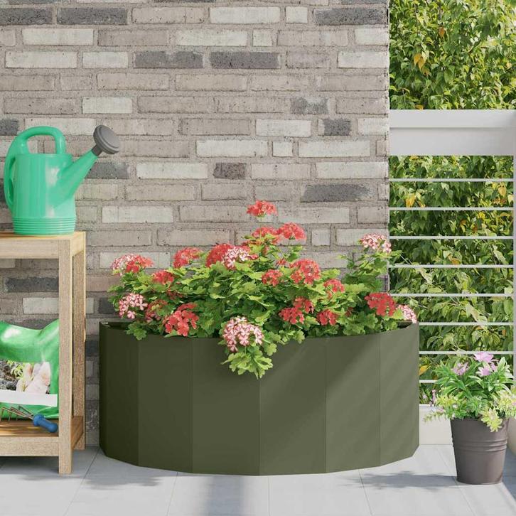 vidaXL Plantenbak Olijf Groen 90 x 45 x 35 cm Staal, Tuin en Terras, Bloembakken en Plantenbakken, Minder dan 60 cm, Nieuw, Metaal
