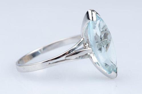 Ring - 18 karaat Witgoud - 6.43ct. tw. Aquamarijn, Sieraden, Tassen en Uiterlijk, Ringen