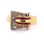 Ring - 18 karaat Geel goud - 0.80ct. tw. Robijn - Diamant -, Sieraden, Tassen en Uiterlijk, Ringen, Nieuw