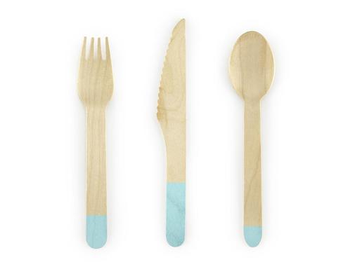 Houten Bestek Mintgroen 16cm 18 delig, Hobby en Vrije tijd, Feestartikelen, Nieuw, Verzenden