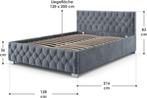 2dekans | Gestoffeerd Bed Nizza - 120 x 200 cm - Grijs - LED, Ophalen of Verzenden, Zo goed als nieuw, Grijs