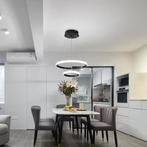 2-Ring Zwarte Hanglamp – Moderne LED Plafondlamp Dubbel, Huis en Inrichting, Lampen | Kroonluchters, Verzenden, Nieuw