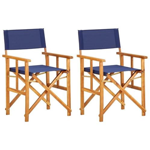 vidaXL Regisseursstoelen 2 st massief acaciahout blauw, Tuin en Terras, Tuinstoelen, Nieuw, Hout, Verzenden