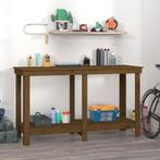 vidaXL Werkbank 140x50x80 cm massief grenenhout honingbruin, Doe-het-zelf en Verbouw, Werkbanken, Verzenden, Nieuw