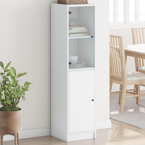 vidaXL buffetkast met glazen deur 35x37x142 cm wit, Huis en Inrichting, Kasten | Buffetkasten, 25 tot 50 cm, Nieuw, Overige houtsoorten