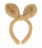 Haarband Diadeem 2,5cm – Strik Oortjes – Teddy Stof – Bruin, Nieuw