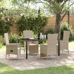 vidaXL Set ligstoelen voor in de tuin 5 pcs Beige 160 x 80 x, Verzenden, Nieuw, Rotan