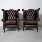 Chesterfield style - Fauteuil (2) - Queen Anne - Leder, Hout