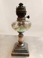 Petroleumlamp - geschilderd geblazen glas - Stijl Napoleon