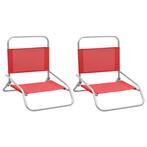Strandstoelen 2 st inklapbaar stof rood (Tafels-Stoelen), Nieuw, Verzenden