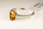 Ring - 14 karaat Witgoud Granaat - Diamant, Sieraden, Tassen en Uiterlijk, Ringen, Nieuw
