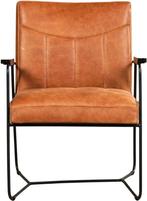 Direct meenemen | Cognac leren retro fauteuil | cognac leer, Huis en Inrichting, Fauteuils, Nieuw, Ophalen of Verzenden, Industrieel