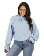 Lichtblauwe blouse ruffle van Azzurro, Nieuw, Verzenden