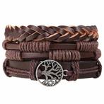 Fako Bijoux® - Armband - Leder - Set Vintage - Levensboom, Sieraden, Tassen en Uiterlijk, Armbanden, Nieuw, Verzenden