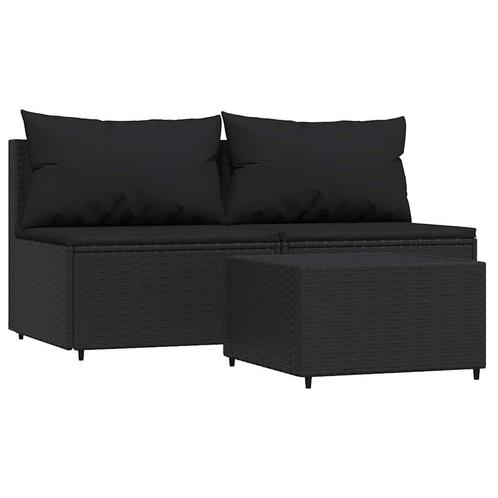 Zwarte Loungeset met Kussens | Retourdeal | Comfortabel &..., Tuin en Terras, Tuinsets en Loungesets, Nieuw, Rotan, Loungeset