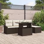 vidaXL Tuin Sofa Set met kussen 6 pcs Bruin en crème, Verzenden, Nieuw, Rotan