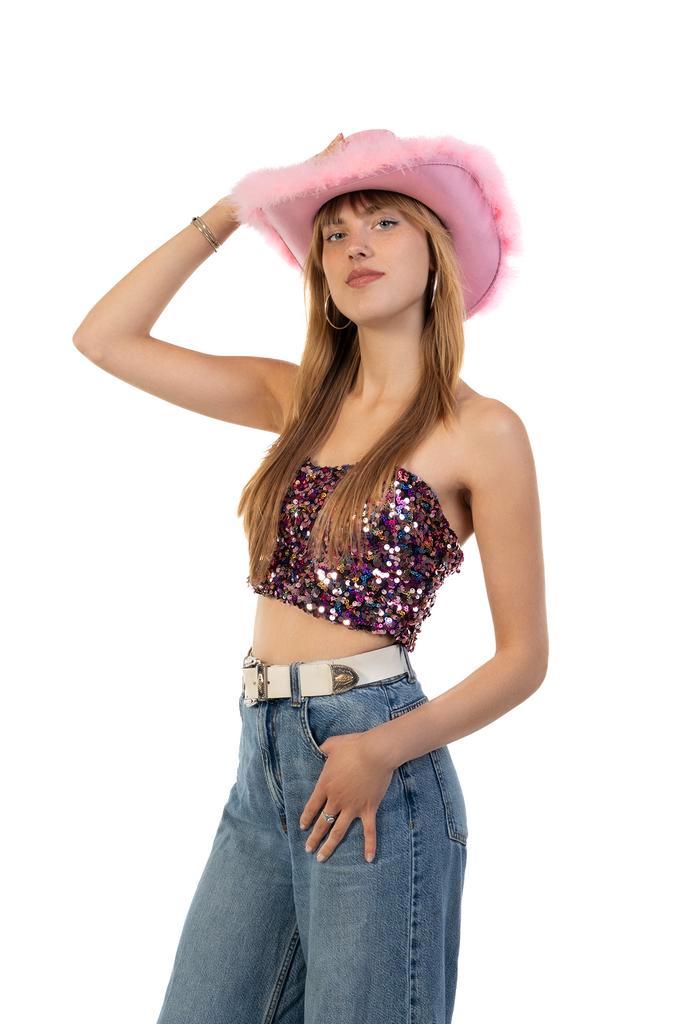 Cowboyhoed Roze Veren Suedelook Fluffy Lichtroze Cowboy Hoed, Kleding | Dames, Carnavalskleding en Feestkleding, Nieuw, Carnaval