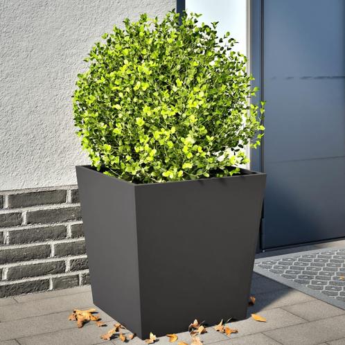 vidaXL Plantenbakken 2 st 50x50x50 cm staal zwart, Tuin en Terras, Bloembakken en Plantenbakken, Nieuw, Metaal, Verzenden