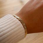 Gouden fantasie schakel armband | 19 cm (gouden armband), Sieraden, Tassen en Uiterlijk, Armbanden, Ophalen of Verzenden, Gebruikt