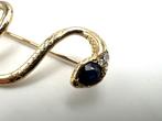 Broche - 18 karaat Geel goud - 0.40ct. tw. Saffier - Diamant, Sieraden, Tassen en Uiterlijk, Antieke sieraden