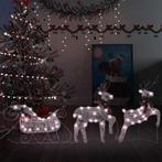 vidaXL Kerstdecoratie rendieren en slee 60 LEDs goudkleurig, Diversen, Kerst, Verzenden, Nieuw