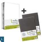 Textielpakket Frans bed - 1 molton met 2 hoeslakens - links, Eenpersoons, Verzenden, Nieuw, Wit