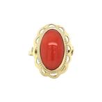 Gouden ring met bloedkoraal 14 krt, Ophalen of Verzenden, Nieuw