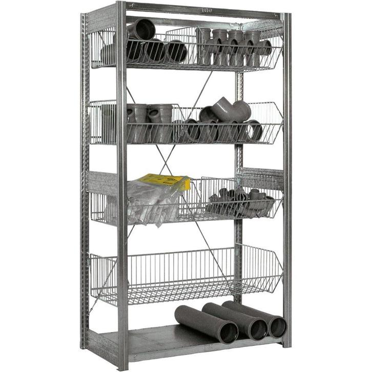 Bito draadmand stelling H250xB100xD50, 6 manden, licht, Zakelijke goederen, Kantoor en Winkelinrichting | Magazijn, Stelling en Opslag