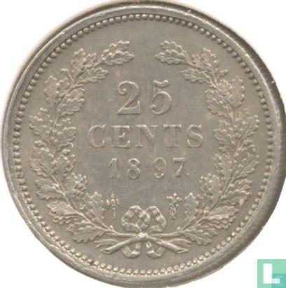 Nederland 25 cents 1897, Postzegels en Munten, Munten | Nederland, Losse munt, 5 cent, Goud, Zilver, Verzenden
