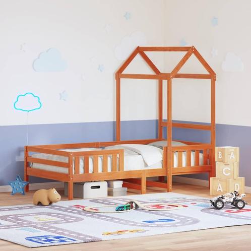 vidaXL Bedframe met huisje massief grenenhout wasbruin, Huis en Inrichting, Slaapkamer | Bedden, 80 cm, 200 cm, Bruin, Eenpersoons