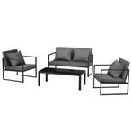 Tuinset loungeset 4-delig tuintafel tuinbank 2x tuinstoel zw, Tuin en Terras, Verzenden, Nieuw