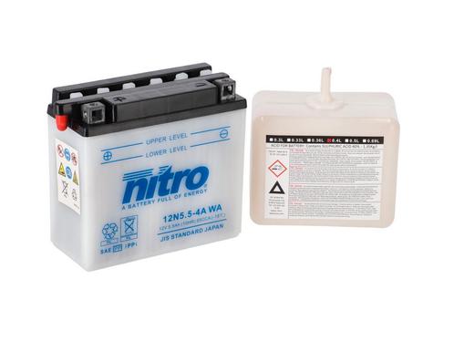 Nitro accu 12N5.5-4A WA open met zuurpakket, Motoren, Onderdelen | Merk-onafhankelijk, Ophalen of Verzenden