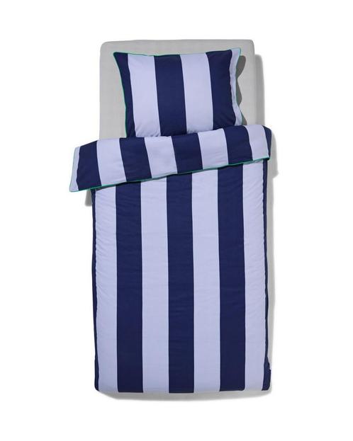 HEMA Kinder dekbedovertrek zacht katoen 140x200 streep blauw, Huis en Inrichting, Slaapkamer | Beddengoed, Nieuw, Verzenden