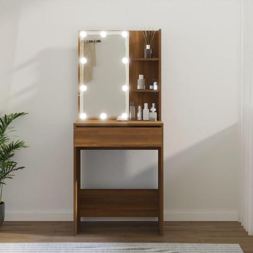vidaXL Kaptafel met LED-verlichting 60x40x140 cm bruin, Huis en Inrichting, Tafels | Salontafels, 50 tot 100 cm, Nieuw, Overige houtsoorten