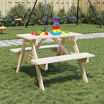 vidaXL Picknicktafel voor 4 kinderen met parasolgat massief, Verzenden, Nieuw, Hout