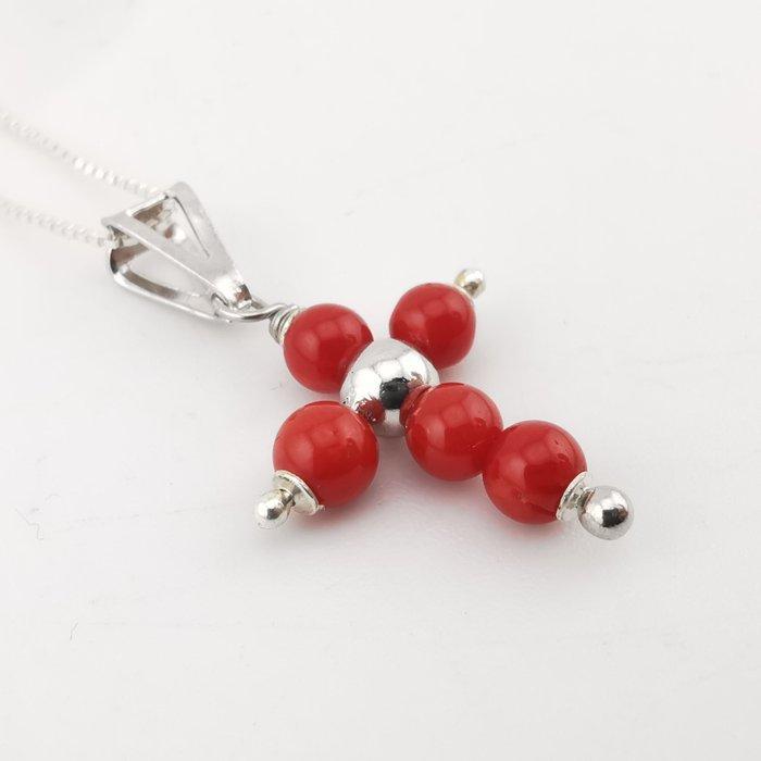 Koraal - Zilver - Ketting met hanger - met de hand gemaakt, Antiek en Kunst, Curiosa en Brocante