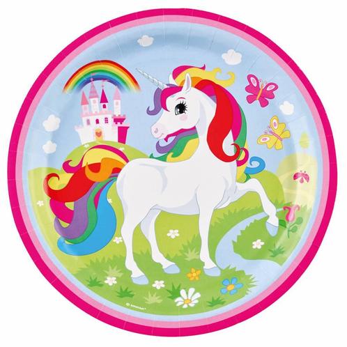 Unicorn Borden Party 23cm 8st, Hobby en Vrije tijd, Feestartikelen, Nieuw, Verzenden