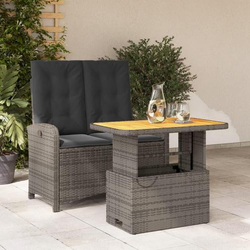 vidaXL 2-delige Tuinset met kussens poly rattan grijs, Tuin en Terras, Tuinsets en Loungesets, Tuinset, Nieuw, 2 zitplaatsen, Rotan