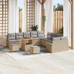 vidaXL Tuin Sofa Set met kussen 13 pcs Beige Poly riet, Verzenden, Nieuw, Rotan