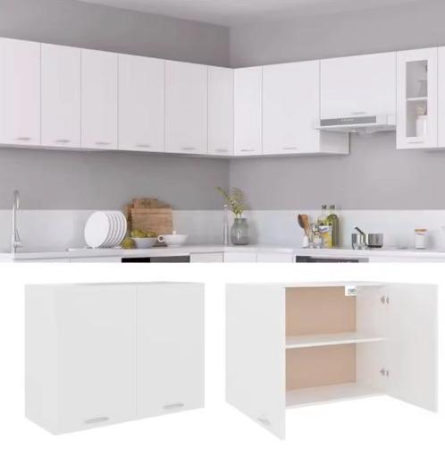 Witte Keuken Wandkast 80 cm – Met Deuren en Planke, Huis en Inrichting, Keuken | Keukenelementen, Nieuw, Verzenden