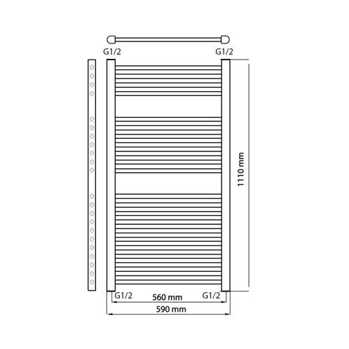 Designradiator Haceka Sinai Satijn Adoria 59x111 cm Grijs, Doe-het-zelf en Verbouw, Sanitair, Ophalen of Verzenden